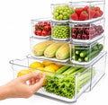 SMRCAD Clear Fridge Bins with Drain Trays - BPA-Free PET, Stackable