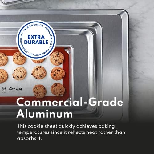 New Star Foodservice Aluminum Sheet Pan, 18-Gauge 1/8 Size, 9.6x6.6x1"