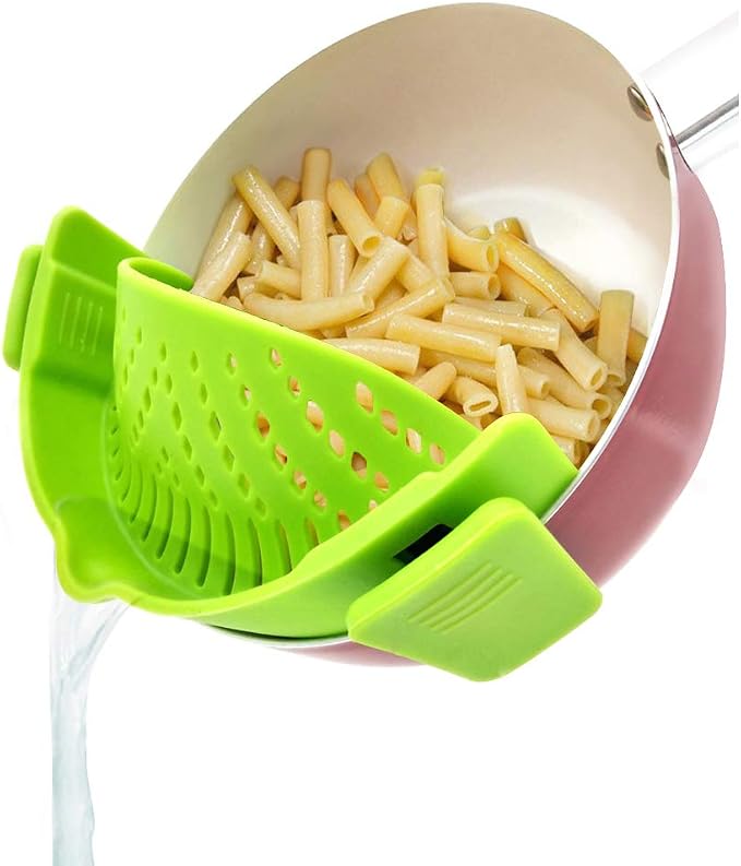 YEVIOR Clip on Strainer for Pots Pan Pasta, Silicone Food Strainer Hands-Free by YEVIOR