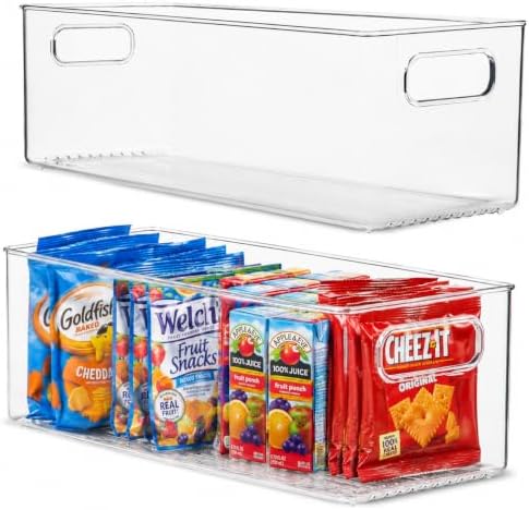 primebox Plastic Food Storage 2 Pack Clear Container Bin with Handles