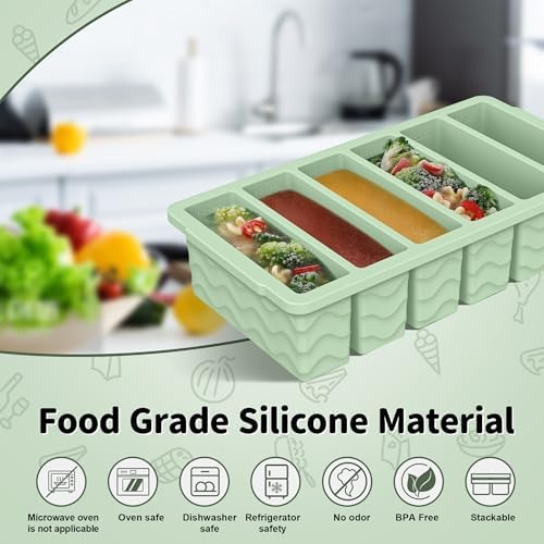 2-Pack Silicone Freezer Trays with Lid, 2 Large 2-Cup(500ml) & 6 Small