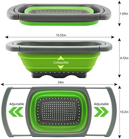 Qimh Collapsible Colander, 6 Quart Over-Sink Strainer