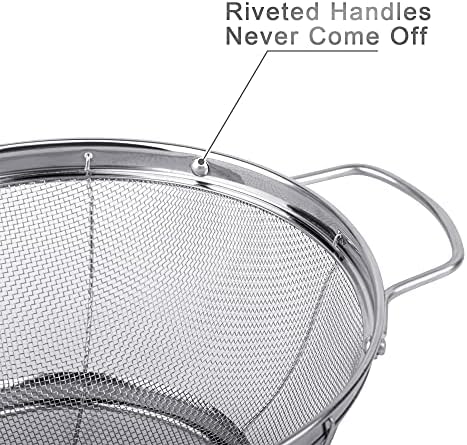 3 Pack 18/8 Stainless Steel Colander Sieves