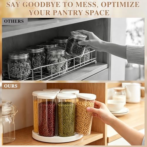 6 Grids Rotating Cereal Dispenser Countertop, 7 lbs Rice Dispenser
