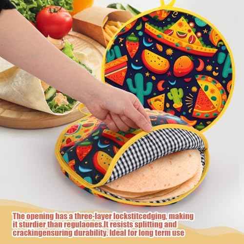 LemonRoad 3 Pcs Tortilla Warmer Pouch 12 Inch Microwaveable &