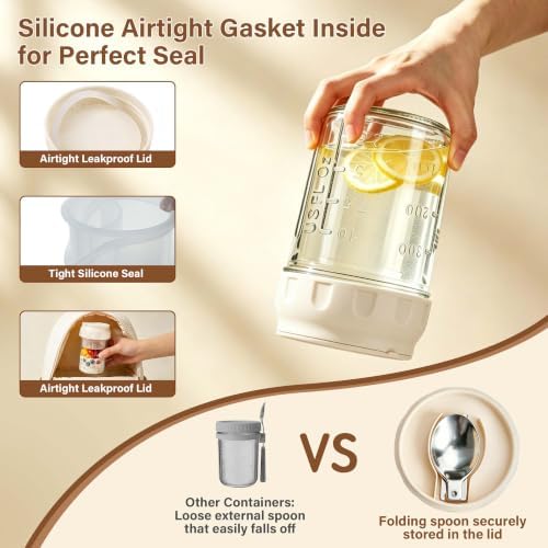 4 Pack 16oz Glass Overnight Oats Containers with Lids
