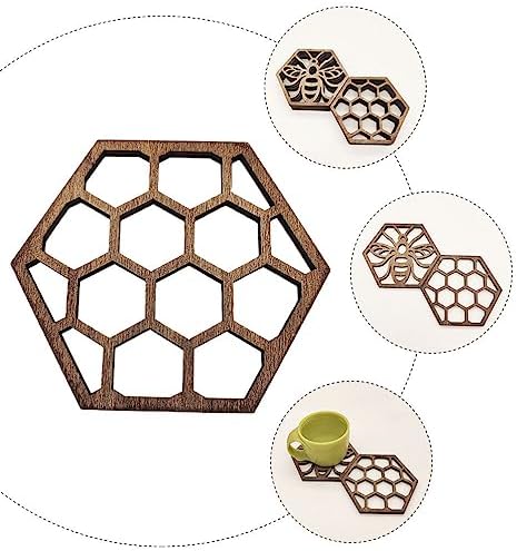 Alipis Honeycomb Wooden Coasters Set of 10 3.93X3.14 Inch Lightweight