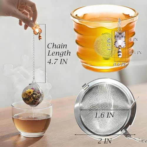 Cat Tea Infusers for Loose Leaf Tea, 2PCS Stainless Steel Tea Strainer