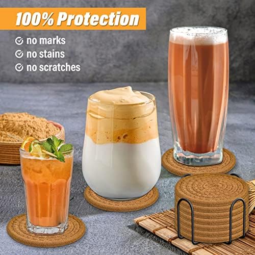Mckanti 8 Pcs Drink Coasters with Holder, Absorbent Coasters for