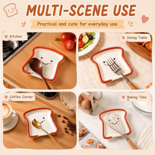 Meanplan 2pcs Ceramic Toast Spoon Rest for Stove Top 5.1'' Spoon