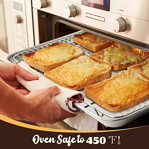 Large Baking Sheet with Rack Set, E-far 20”x14” Stainless Steel Cookie
