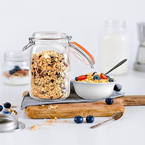 Qianfenie 50 oz Glass Jars with Airtight Lids, Wide Mouth Mason Jars