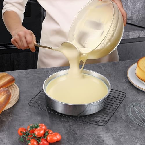 LIANYU 9 Inch Round Cake Pan Set of 2, Stainless Steel Layer Pan for