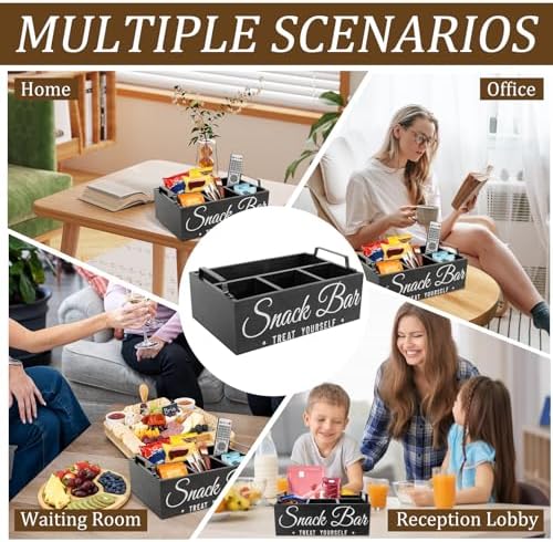 Snack Organizer for Countertop, Wood Pantry Storage Bins with Handles