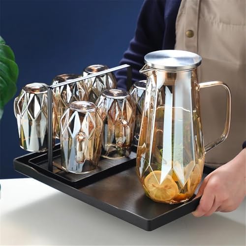 Drinking 1.4L Glass Water Pitcher with Lid Hot Cold Jug