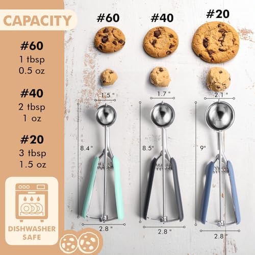 Cookie Scoop set, Cookie Scoops for Baking Set of 3, Size #60/ #40