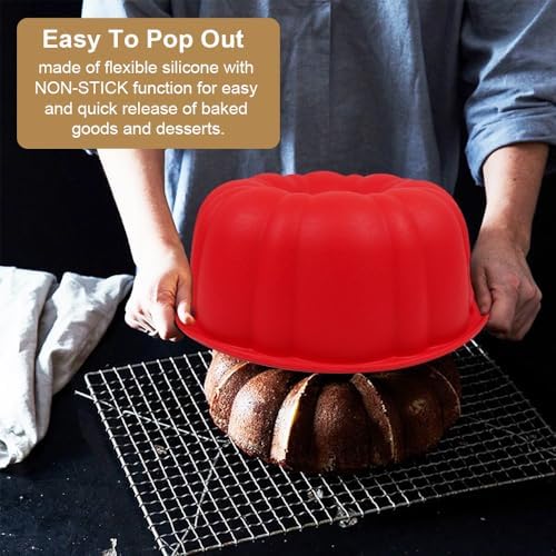 10 Inch Round Silicone Cake Pan, Non-Stick Silicone Baking Mold