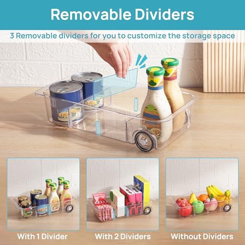 Vtopmart Fridge Organizer Bins on Wheels, Clear Roll Out Drawer