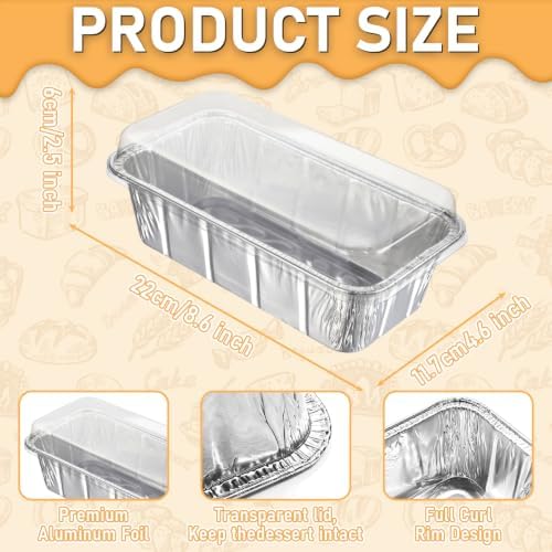 30 Pack 2Lb Disposable Aluminum Loaf Pans with Chear Lids