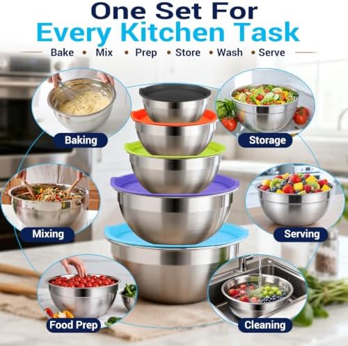 WEPSEN 25-Piece Mixing Bowls with Lids Set