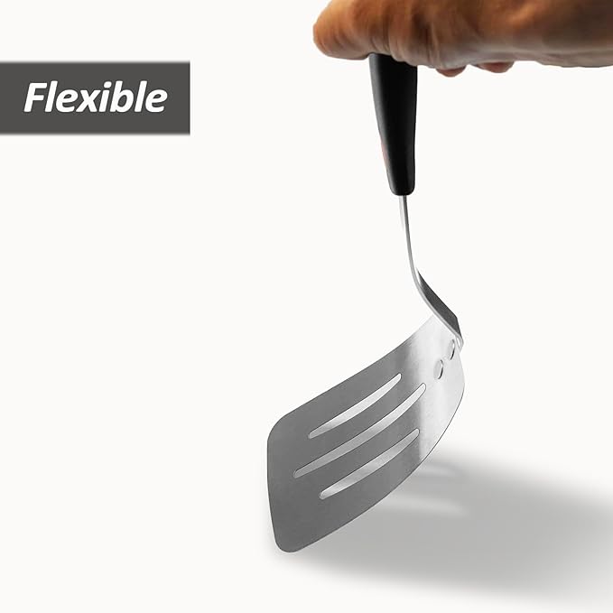 Stainless Steel Spatula, Flexible Metal Slotted Turner - Image 4