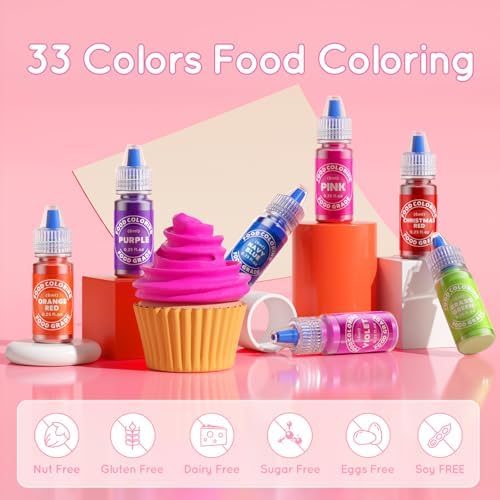 Food Coloring Liquid Set, 33 Colors, 0.25 Fl Oz
