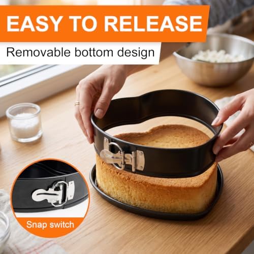 4" 7" 9" Springform Pan Set of 3, Non-Stick Heart Shaped Cake Pans