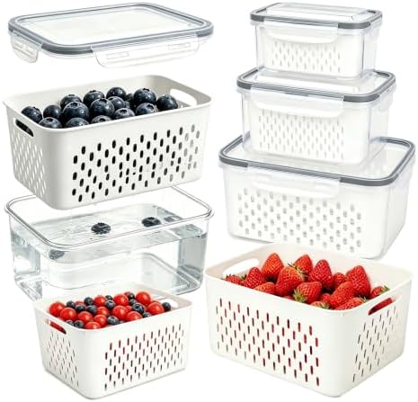3-Piece Fruit Containers with Removable Colanders and Lids
