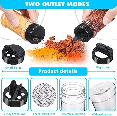 Hsei 48 Pcs 3 oz Clear Plastic Spice Jars Spice Bottles with Shaker