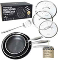 8/10/12" Honeycomb Stainless Steel Nonstick Pan Set, Lids & Spatula