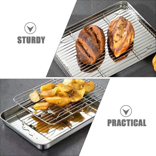 Baking Sheet Set, 2 Sets with Cooling Rack Stainless Steel Pan