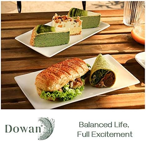 DOWAN 12" Rectangle Plates Set of 4 - White Serving Platters for