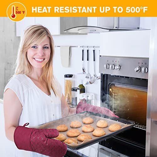 6 Pcs Oven Mitts and Pot Holders, 500°F Heat Resistant Oven Mitts with