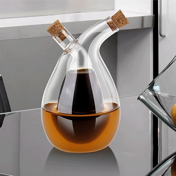 Olive Oil and Vinegar Dispenser Bottles Cruet, Kitchen 2 in 1 Glass Oil and - Image 7
