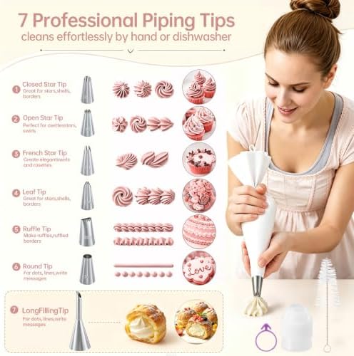 Reusable Piping Bags and Tips Set, 2pcs 16 inch Cotton Pastry Bags and