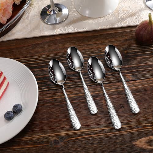 KEAWELL Premium Louise Hammered 4-Piece Teaspoon Set (6.4" Teaspoons)