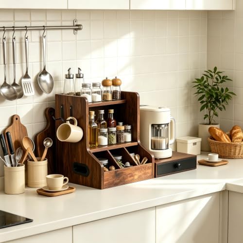 Coffee Station Organizer with K Cup Holder Drawer for Countertop