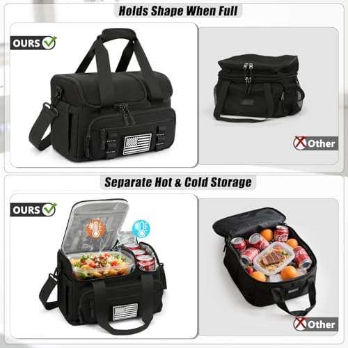 Lunch Box for Men Women, 15L Insulated Lunch Bag with Hot/Cold