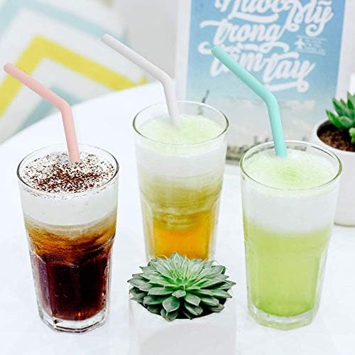 Hiware 12 Pcs Reusable Silicone Drinking Straws with Travel Case