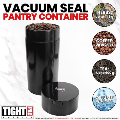 Tightvac 5 to 24 oz Patented Vacuum Sealed Airtight Container, Black