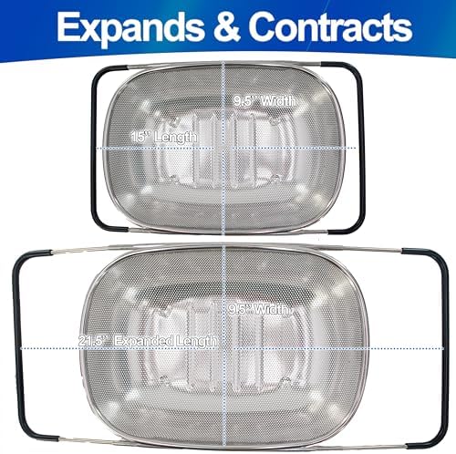 Stainless Steel Colander Expandable Strainer Fine Mesh Basket