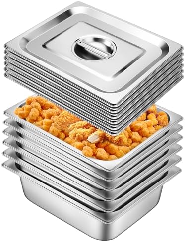 Hotel Pans with Lids, 1/2 Size, 4 Inch Stainless Steel