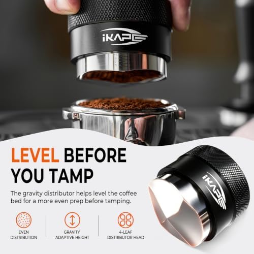 IKAPE 53MM Coffee Tamper Set Black 6 IN 1, Espresso Tool Kit for