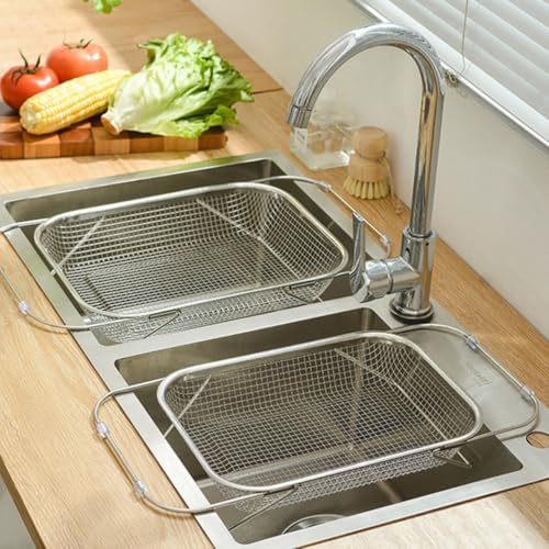 Expandable Stainless Steel Sink Colander Basket for Utensils and Pasta