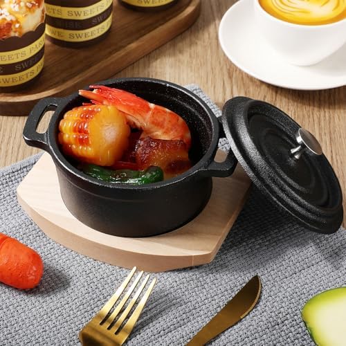 2 Sets 20 oz Cast Iron Dutch Oven Pots with Lids