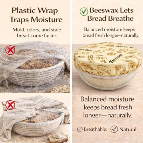 2-Pack Reusable Beeswax Bowl Covers for Bread Proofing