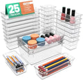 KICHLY 25-Piece Clear Drawer Organizer Set – Multi-Size Storage Trays