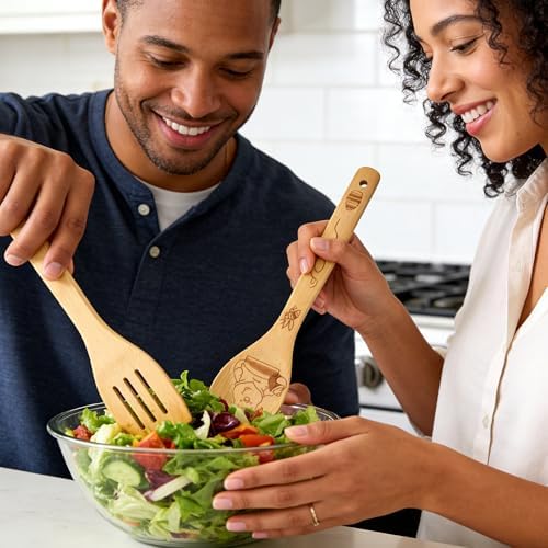 Winie Wooden Spoons for Cooking Set of 5, Pook Baking Kitchen