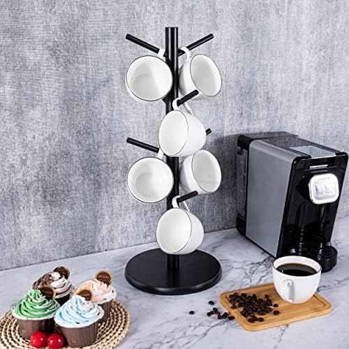 MyLifeUNIT Large Mug Holder Tree, Wooden Coffee Cup Holder with 8