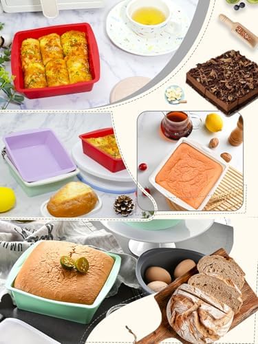6 inch Square Cake Pans, Non-stick Silicone Baking Pan, Cake Molds for